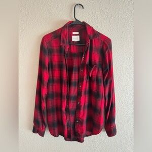 Red & black plaid boyfriend fit shirt